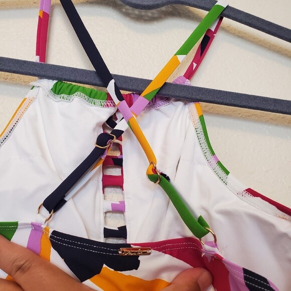 Anne Cole‎ Women's High Neck Tankini Swim Top Colorful Size Small X Back Straps - Picture 6 of 14